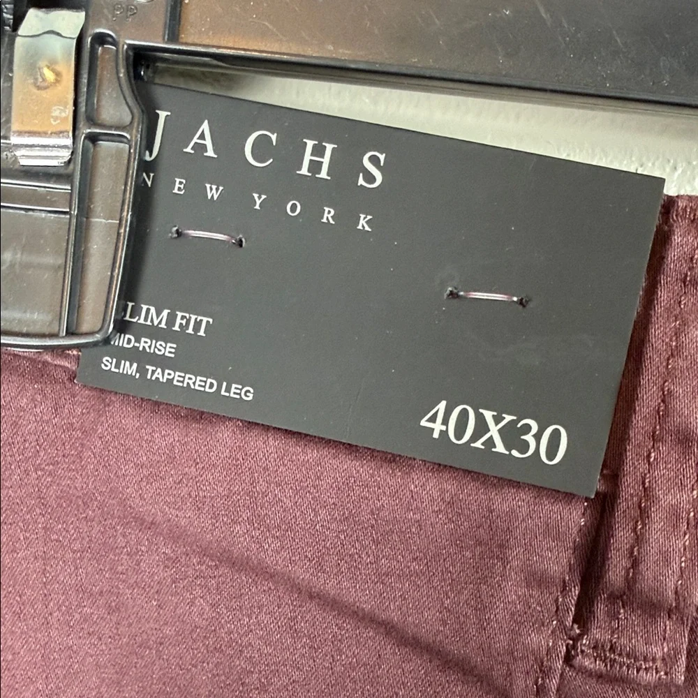 Jachs New York Maroon Slim Fit Mid Rise Chino Pants